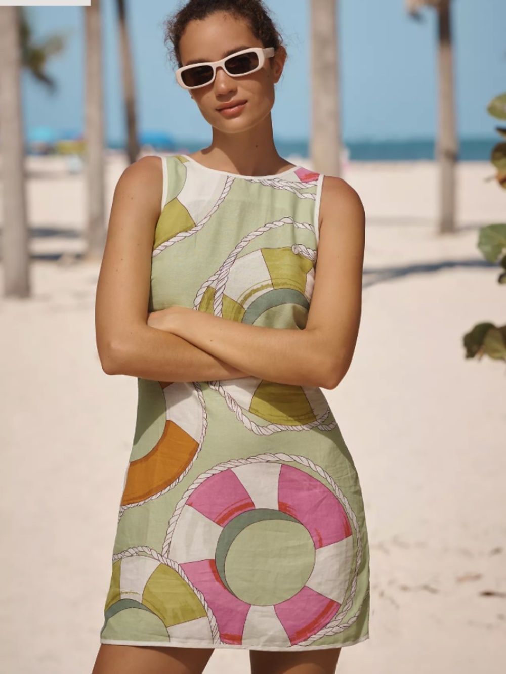 Celandine Pool Float Printed Linen Mini Dress